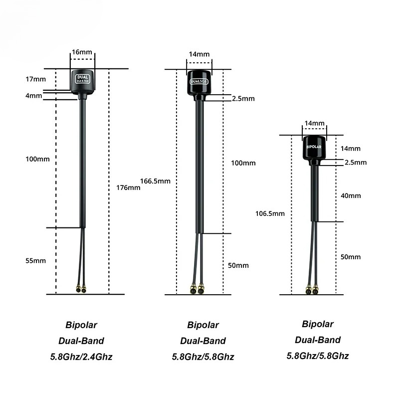 Antenna 2.4Ghz - Antena Bipolar de Banda Dupla Flywoo